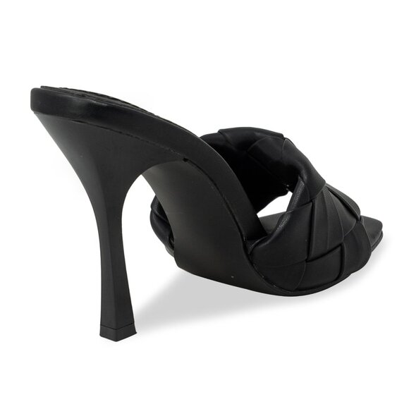 Women’s Woven Puff Band Mule Sandal Heels - Picture 3 of 3